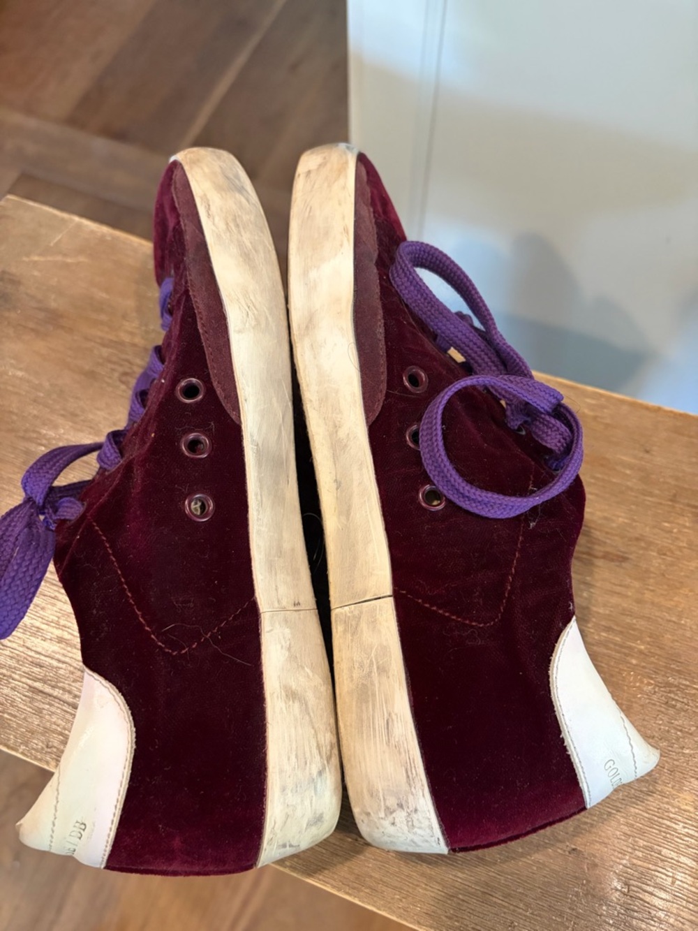 Golden Goose Burgundy Velvet Sneakers 37 6.5 - Picture 6 of 13
